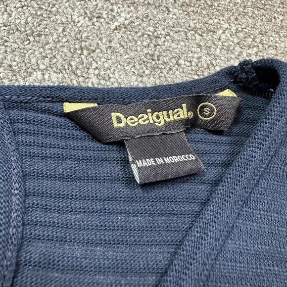 Desigual Shirt Women's Small Blue Glittery Embellished - Picture 2 of 7